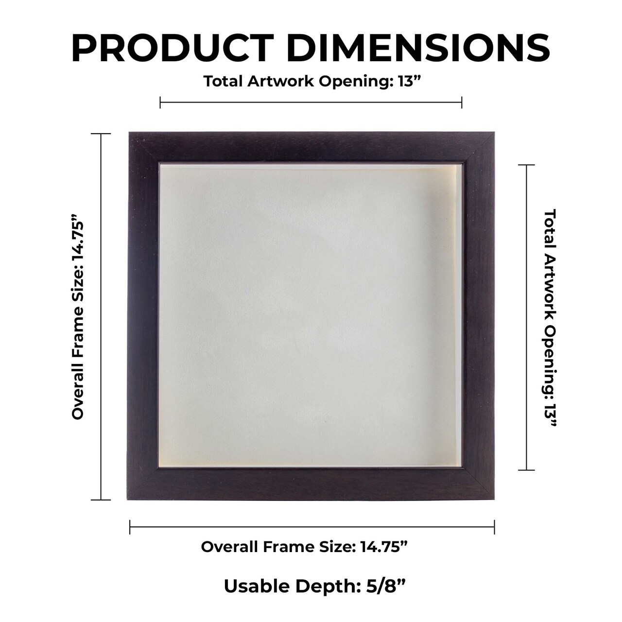 Rich Dark Brown Wood Shadow Box Frame with Acrylic Front - White Suede Backing, 30 Sizes